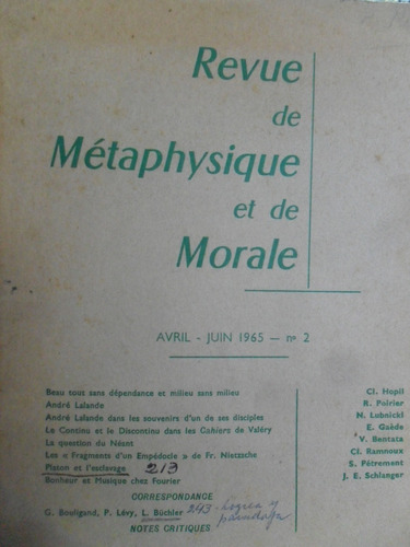 Revue De Métaphisique Et De Morale. Wahl. Rosset. Derrida