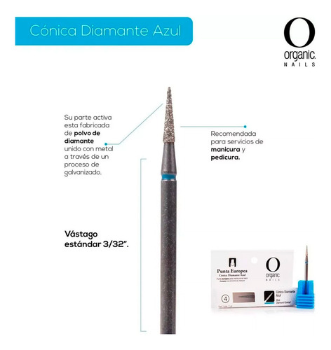 Punta Europea Gota Diamante Azul Manicura Uñas Organic Nails