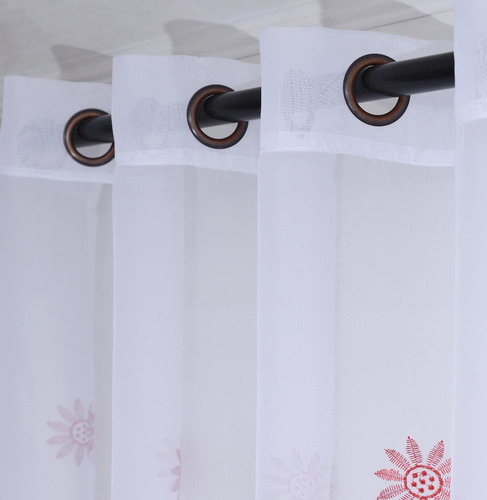 Visillo Velo Brodado Con Argolla 140x220 Cm 2 Paño