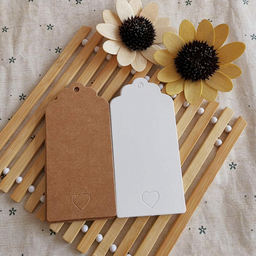 100x Etiquetas De Regalo En Con Cabeza Festoneada Etiquetas