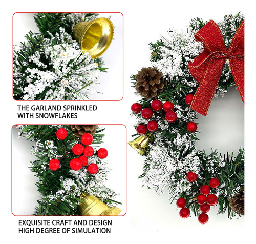 Corona De Navidad Artificial Para Puerta De Entrada, 16 PuLG