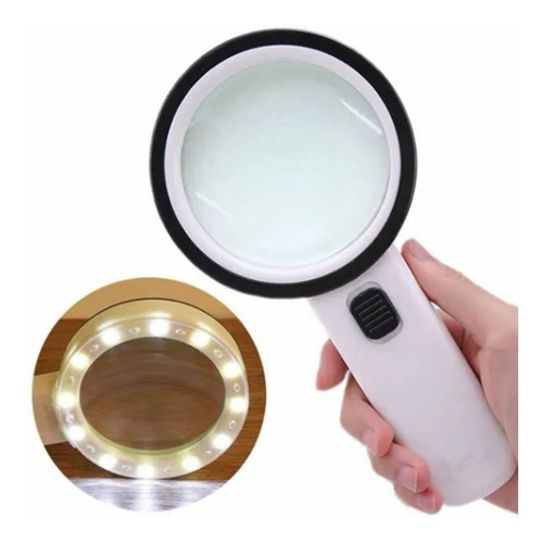 Lupa 10x Con 12 Luz Para Lectura/joyería/relojería 90mm