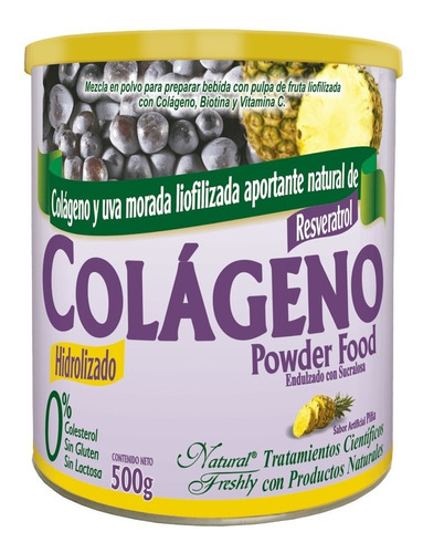 Colageno Hidrolizado  Resveratrol Biotina 500 Gr Piña 