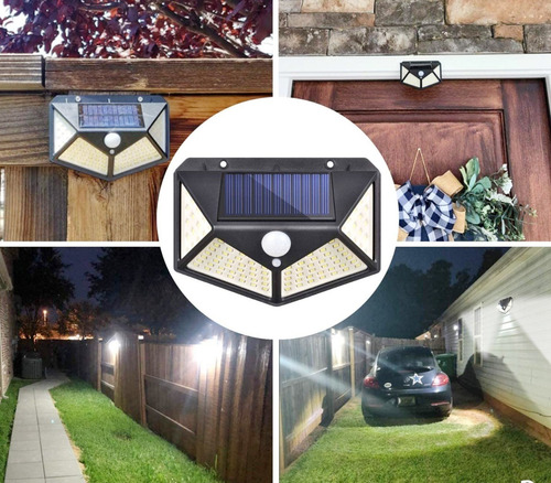 Imagen 3 de 10 de Pack X4 Reflector Led Panel Solar Sensor Movimiento 100 Leds