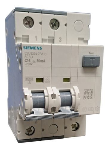 Disjuntor Idr Bipolar 16a 30ma Siemens 10ka 5su1324 7fa16