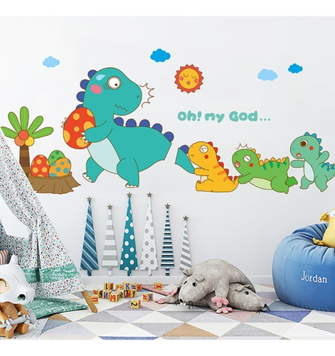 Vinil Decorativo Infantiles Dinos Family Para Pared Niños