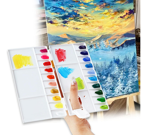 - Paleta De Acuarela De 25 Rejillas, Paleta De Pintura