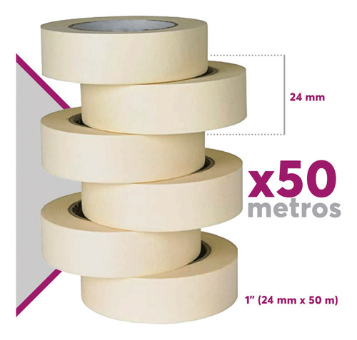 Cinta Masking Tape 6pzs 24mmx50m Adir 1281 Beige Lisa