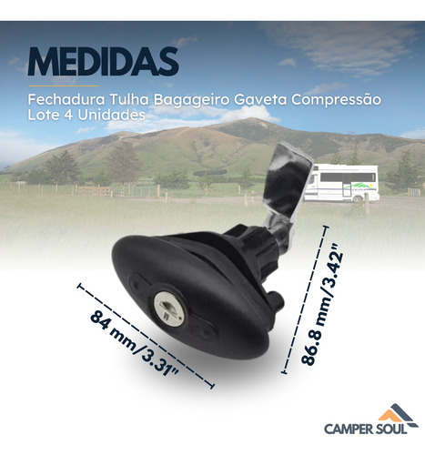 Fechadura Tulha Bagageiro Gaveta Compressão Lote 4 Unidades