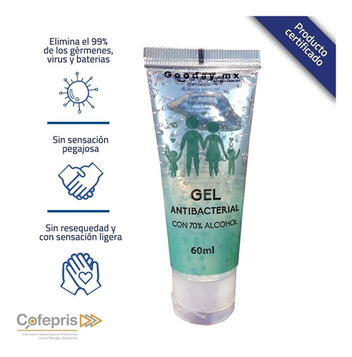 Imagen 4 de 7 de Paquete Gel Antibacterial 70% Alcohol 12 Tubos