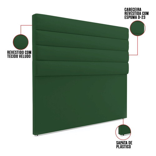 Cabeceira California Para Cama Box King 190 Cm Suede Verde