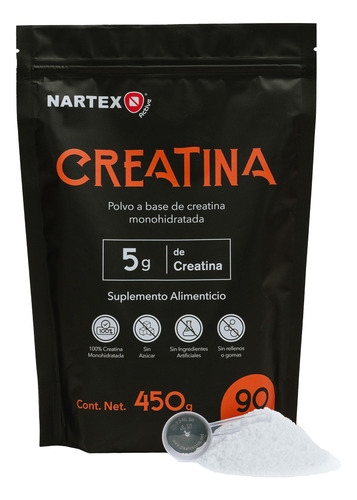 Creatina Monohidratada En Polvo de Alta Pureza | 60 servicios | 300g | Sabor Natural By Nartex Labs