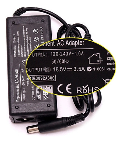 Cargador Notebook Compatible Para Hp 18.5v3.5a Pta Aguja