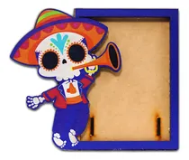 Comprar Portarretratos Pintado Día De Muertos Halloween Mdf Altar Color Natural Catrin