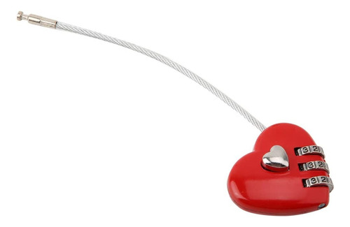 Candado Forma Corazon Metalico Combinacion 3 Digitos Rojo