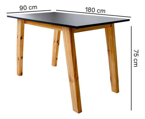 Juego Comedor Nórdico Mesa Escandinava 180 + 6 Sillas Vita Negro