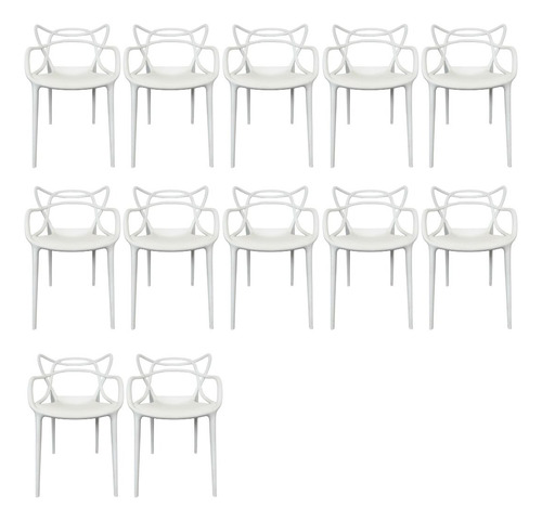 Kit Com 12 Cadeiras Alegra Branca Para Cozinha Moderna