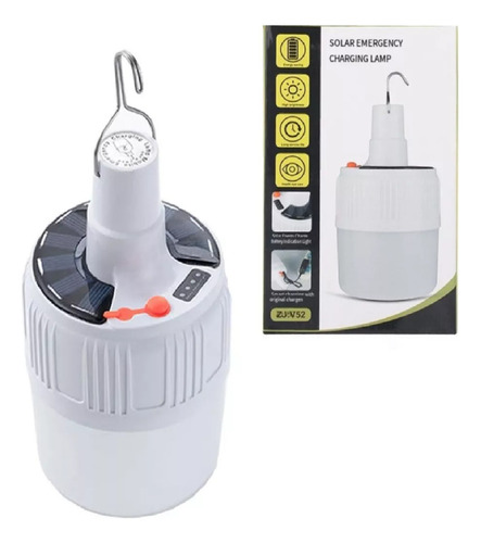 Foco Lampara Recargable Con Panel Solar Luz Led Portátil