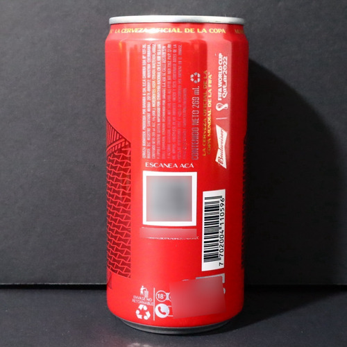 Imagen 2 de 2 de Lata Cerveza Empcerveza Budweiser Copa Mundial Qatar 2022
