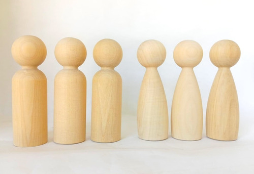 Pack X6 Muñeco Mediano Madera 11cm Peg Dolls Vincores Baum