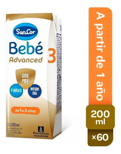 Sancor Bebe Advanced Formula Infantil Etapa 3 Brick 60 Un X 200 Ml