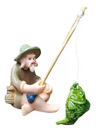 3 Figura En Miniatura De Pescador, Decoración De Casa De