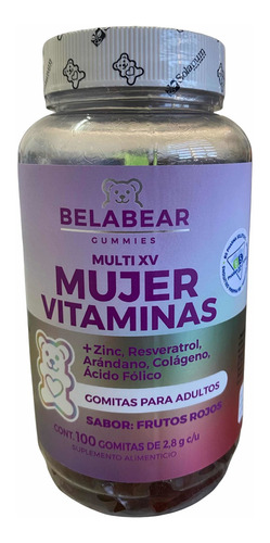 Gomitas Multivitamínico Para Mujeres 100 Gomitas Belabear Sabor Frutos Rojos