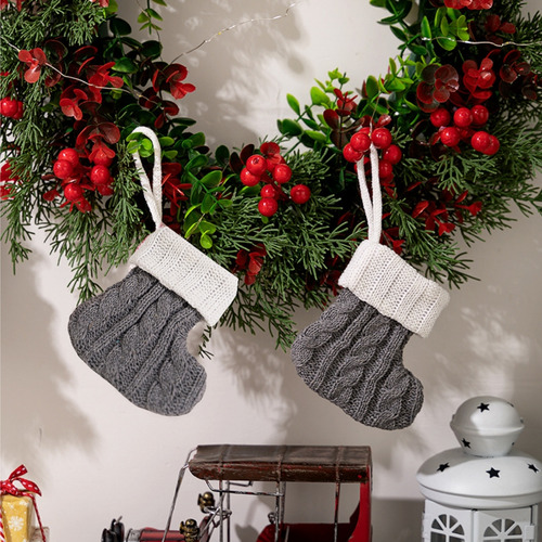 12 Medias Navideñas Tejidas, Decoración De Mesa