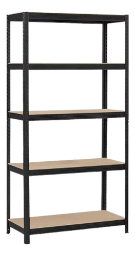 Estantería Metálica Negro Estantes De Mdf 90x40x180 - Otec