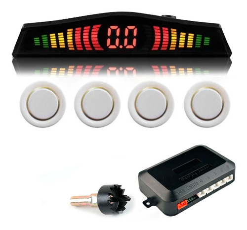 Sensor Estacionamento Branco Ré 4 Sensores Display Vivace