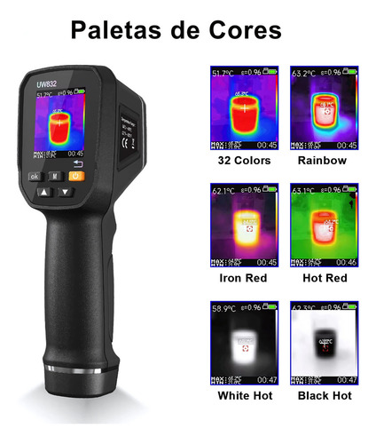 Camera Termografica Vazamento Temperatura Laser Termografo Infravermelho Medição -30c° A +500cº Pistola Termômetro Termica Digital Calibração Recarregável Industrial Temperatura