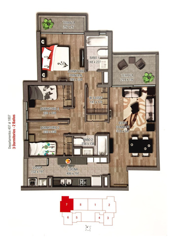 Departamento San Miguel El Llano 3d 2b 1e 1b. 98 Mts2