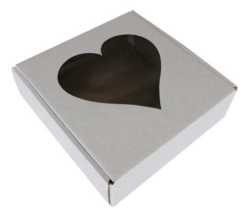 35 Cajas Cartón Para Pastel, Cupcake Corazón 23x24x7 Blanco
