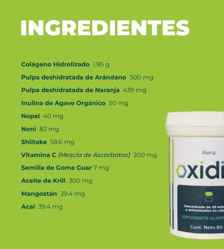 Oxidim De Aleria - Concentrado De Nutrientes Y Antioxidantes Sabor Sin sabor