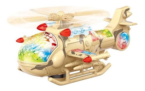 Helicóptero Brinquedo Infantil Bate E Volta Com Luz E Som Cor Marrom