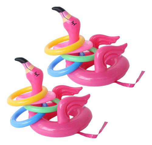 Juego De 2 Anillos De Juguete Rosy Flamingo Toss Para Divers