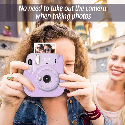 Imagen 6 de 9 de Funda De Cámara Instantánea Morada Con Soporte Para Bolsa De