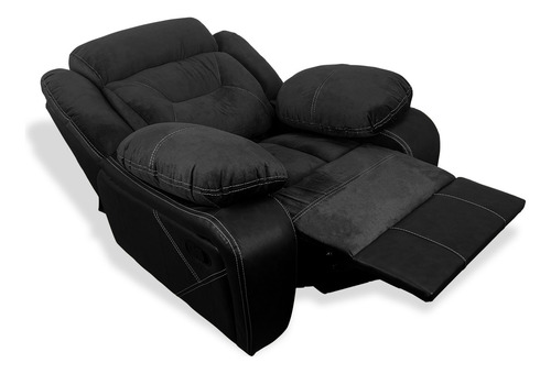 Sillón Reclinable Reposet Sofá Individual Para Hogar Moderno Color Negro