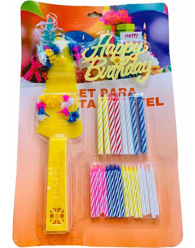 Kit Cumpleaños Velas, Cake Topper Y Pala 50 Piezas Birthday
