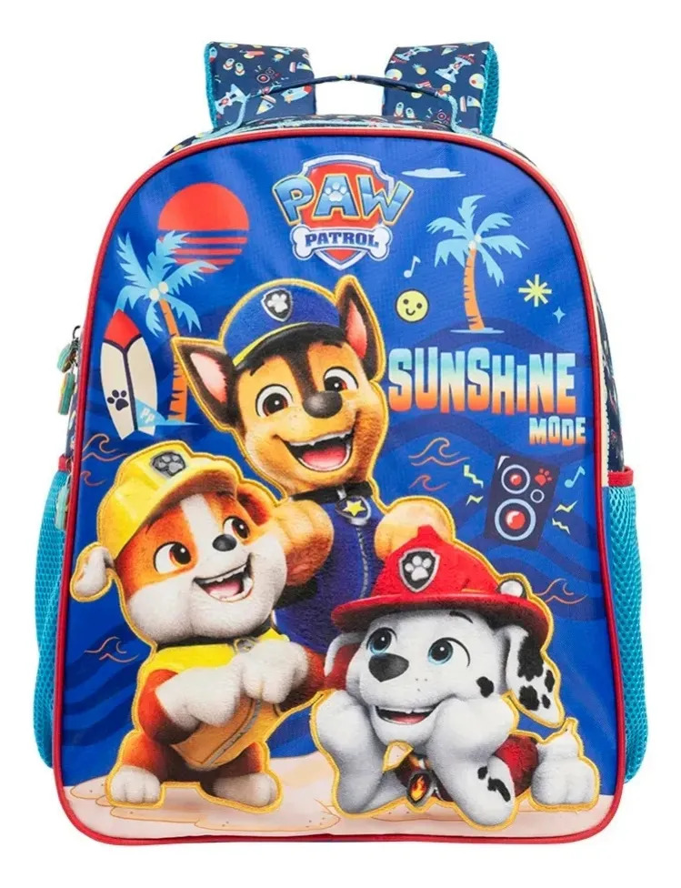 Mochila Escolar De Costas Infanil Patrulha Canina Azul Liso