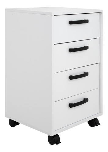 Cajonera Blanca De Madera Cómoda De 4 Cajones Buro Recámara Color Blanco