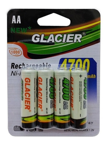 4 Pilhas Aa Recarregável Glacier Aa 4700mah