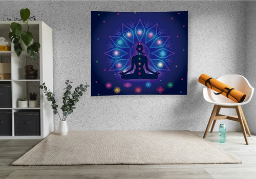 Manta Chakras, 147x130cm, Yoga, Relajación, Decoración D5