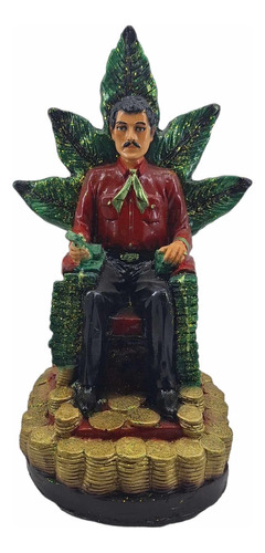 Figura Jesus Malverde Sentado En Trono Riqueza 29 Cm Resina 