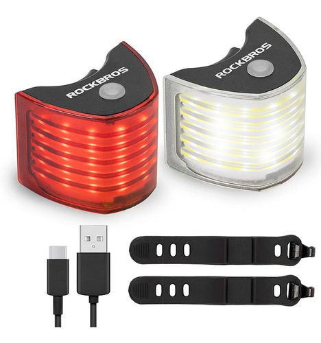 Dúo De Luces Para Bicicleta Delantera + Trasera Rockbros Usb