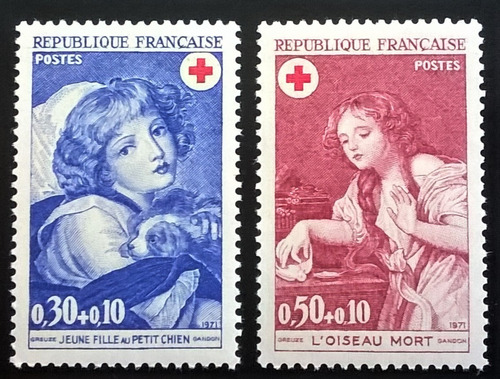 Francia Arte, Serie Yv. 1700-01 Cruz Roja 1971 Mint L13447