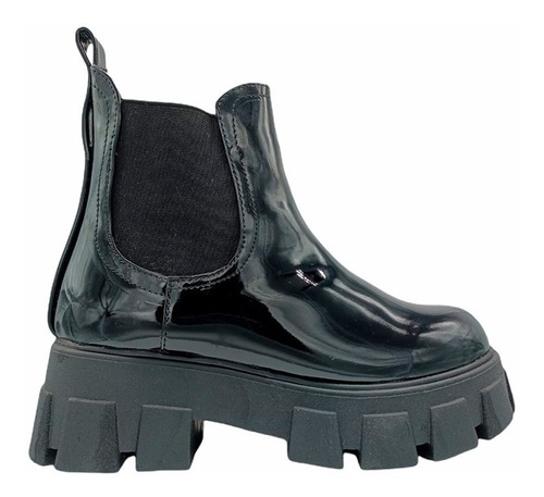 Bota Botin Charol Suela Tractor Patent Leather Boots