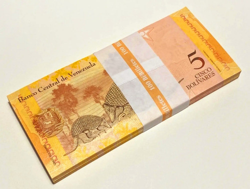 Fajo 100 Billetes 5 Bolivares De Venezuela 