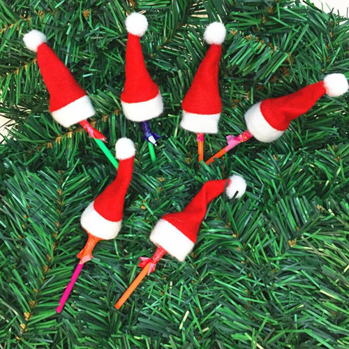 20pcs Diy Navidad Candy Santa Claus Hat Doll Crafts Decor