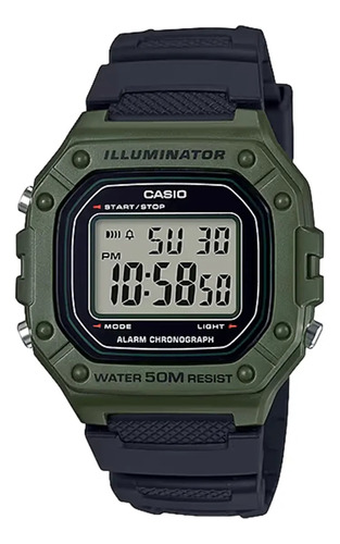 Reloj Casio Digital Malla Pvc Verde 218h-3avdf 23224 Febo